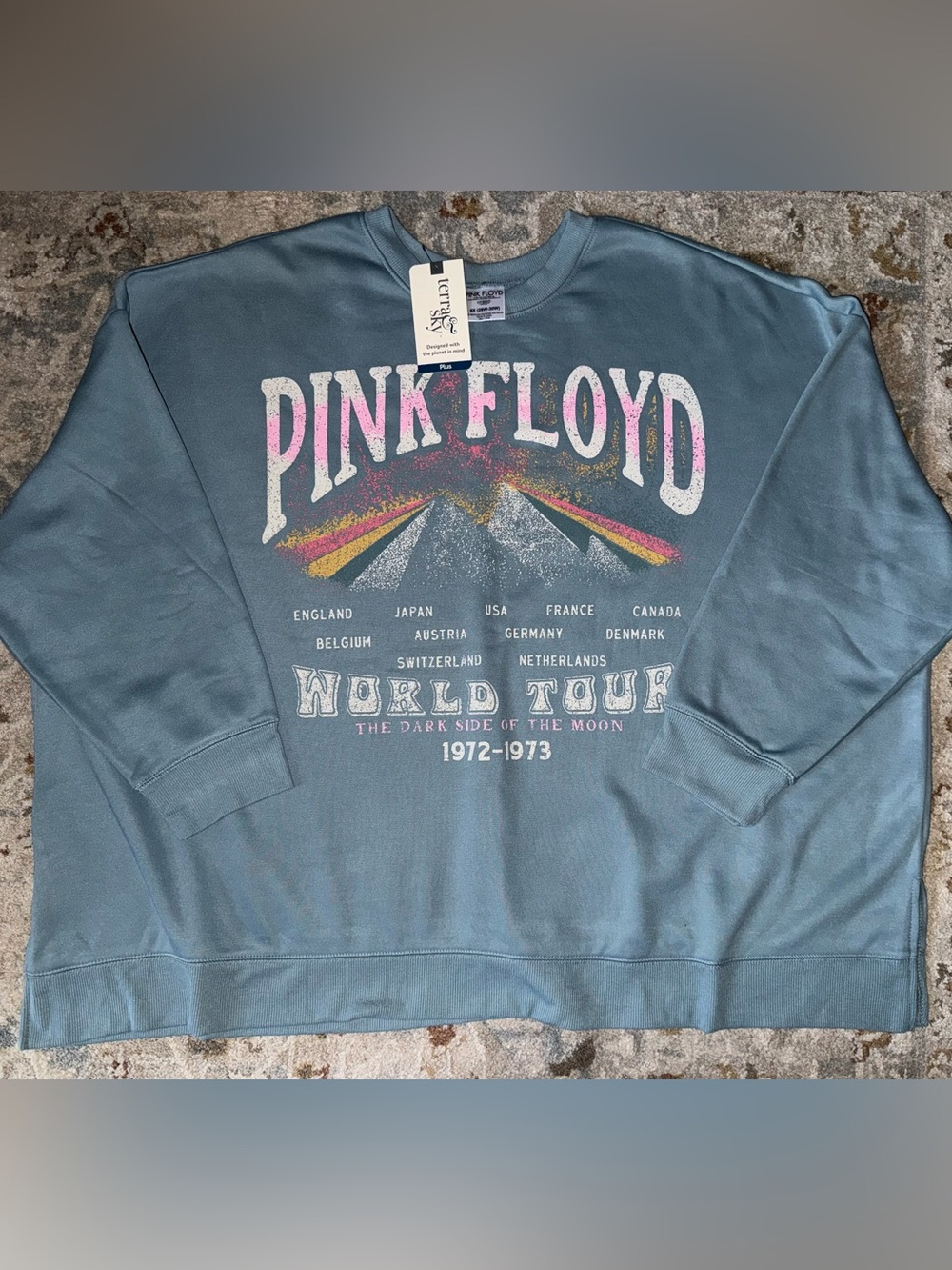 Terra & Sky Blue Pink Floyd Graphic Crewneck Sweatshirt